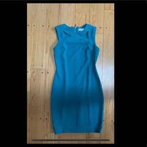 Blue Calvin Klein interview dress